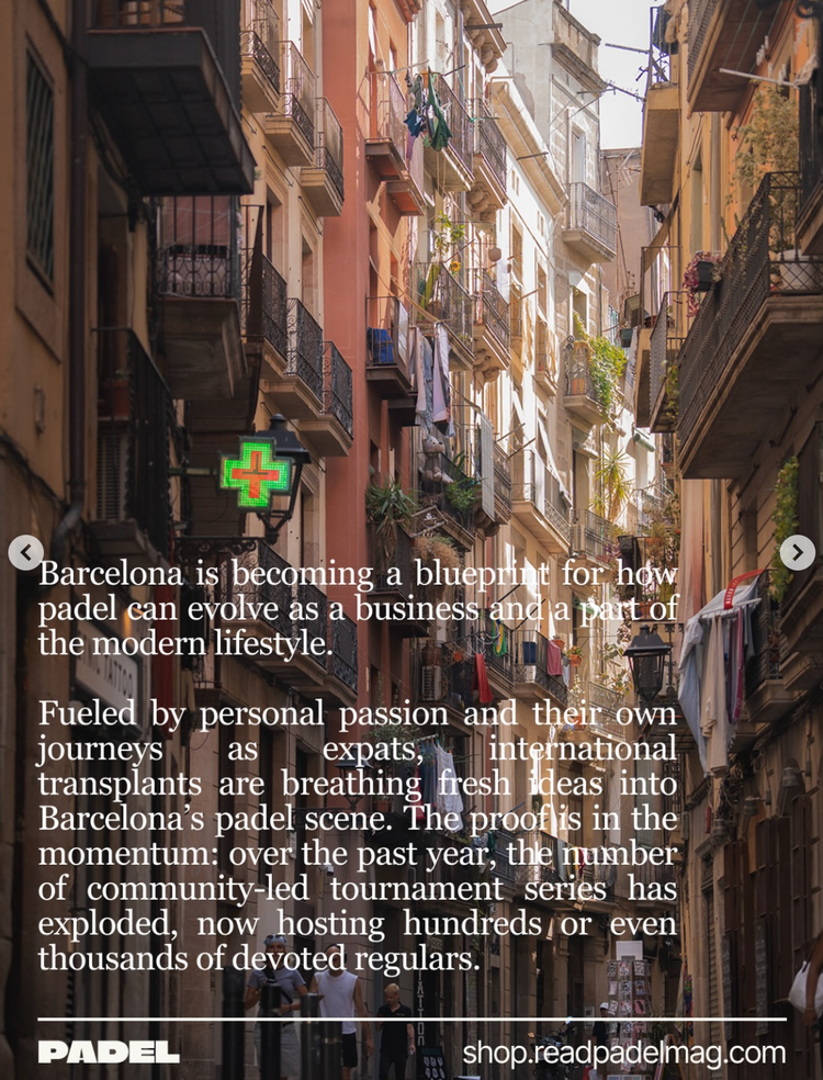 Page from the Padel Magazine Issue 03 Barcelona feature