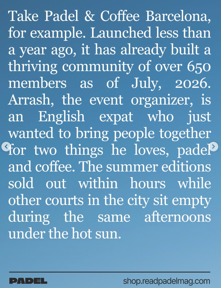 Page from the Padel Magazine Issue 03 Barcelona feature