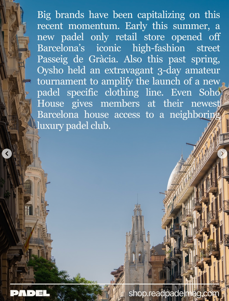 Page from the Padel Magazine Issue 03 Barcelona feature